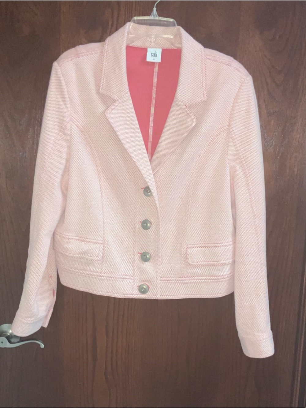 CAbi 5301 Coral Textured Cropped Tailored Blazer